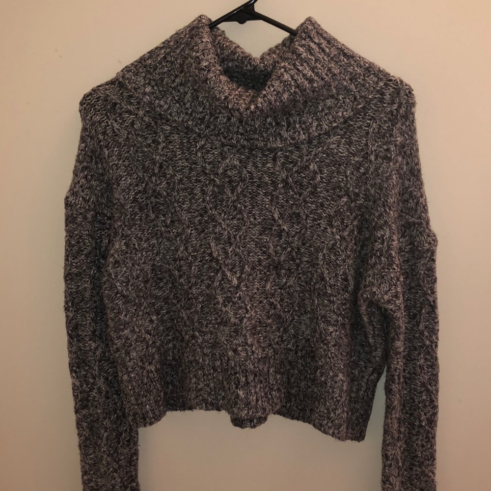 forever 21 gray cropped turtleneck sweater